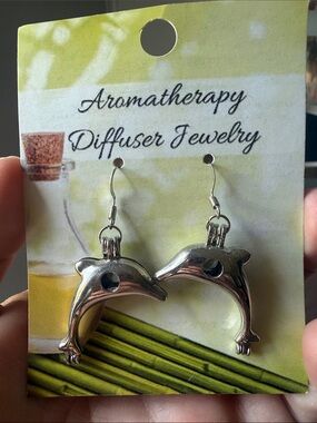 Aromatherapy Diffuser Dolphin Earrings - Silver